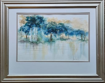 Misty Blue Morning - an original watercolor framed or unframed