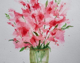 Pink Bouquet, an original watercolor