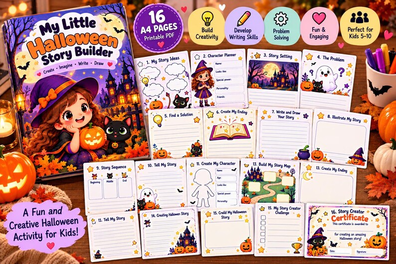 Halloween Story Builder | Creative Writing Activity Book for Kids - Etsy