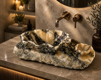 Calacatta Viola Marble Vessel Sink | Handcrafted Natural Stone Sculptural Bathroom Sink