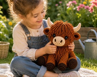 Highland Cow Crochet Pattern PDF Amigurumi Plush Digital Download Tutorial Farmhouse Gift