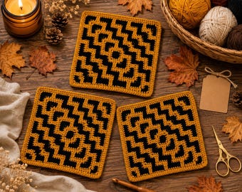 On a Slant Mosaic Crochet Square Pattern, Geometric Afghan Tile (Digital Download)