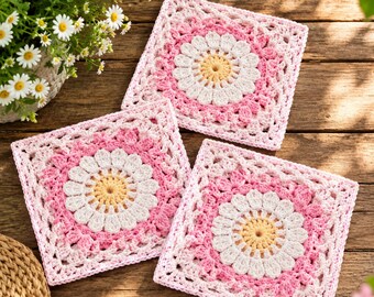 Aphrodite Crochet Square Pattern, Floral Granny Square, Crochet Tile Pattern, Afghan Square, Blanket Motif, Digital PDF Pattern