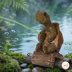 Figura de tortuga pescadora, adorno de jardín de resina de alta calidad, decoración para estanques de jardines de hadas, regalo para amantes de las tortugas.