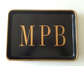 M gold monogram black tray