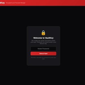 VaultKey Encrypted Password Manager | Local HTML CSS JS Code (Digital Download)