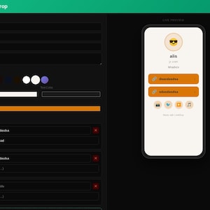 LinkDrop Bio Page Builder HTML Tool | Custom Link-in-Bio Web App (Instant Download)