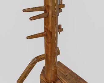 Manichino di legno Wing Chun con base e cassa con coperchio