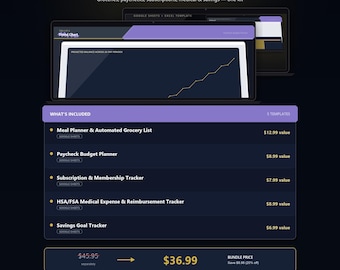 Household Budget & Bills Bundle for Google Sheets | Paycheck, Grocery, Subscription, HSA / Savings Trackers