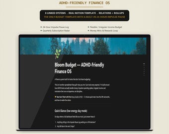 ADHD Finance Notion Template | Impulse Pause Log, Flexible Budget (Digital Download)