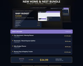 Neues Zuhause- und Nest-Paket für Google Tabellen | Umzugs-, WG-, Baby-/Kinderzimmer-Budgetvorlagen