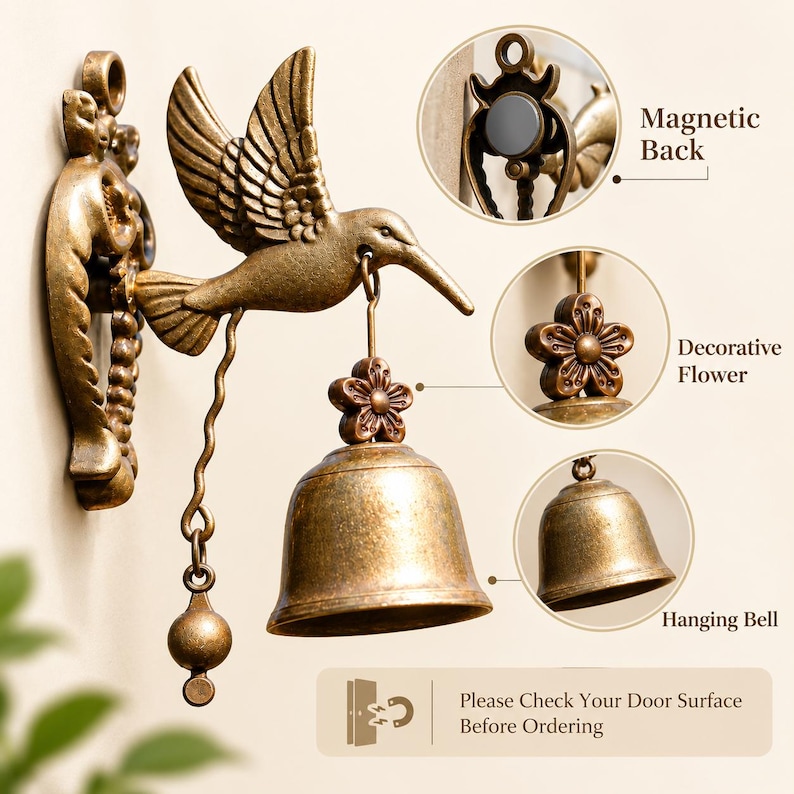 Magnetic back and hanging bell component details