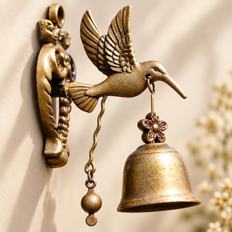 Hanging mechanical animal door bell and bead