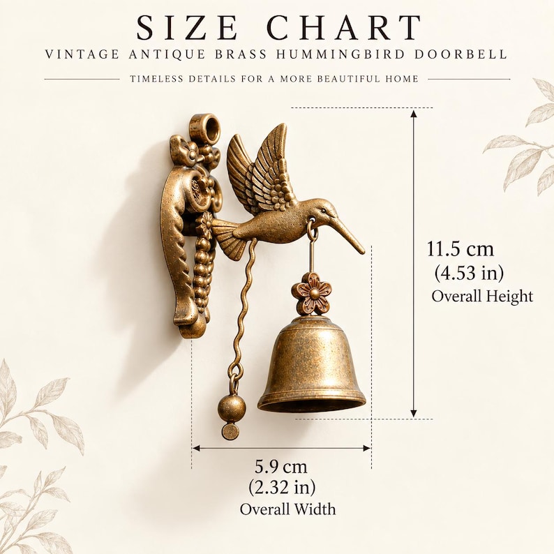 Hummingbird magnetic door bell size chart