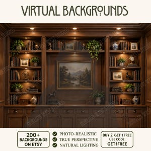 Professional Home Office Virtual Background and Backdrop |  Photorealistic Workspace |  Windows Desktop Wallpaper |  Zoom, Teams & Meet