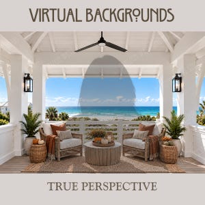 Photorealistic Outdoor Living Room and Patio Deck Virtual Backgrounds and Backdrops |  Windows Desktop Wallpaper |  Zoom, Teams & Meet