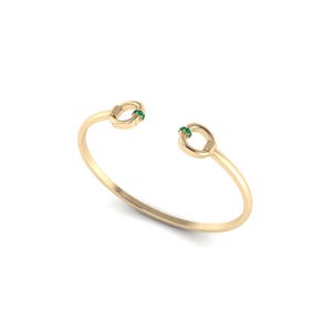 925 Sterling Silver Natural Gemstone Open Cuff Bracelet For Women Gift Yellow Gold