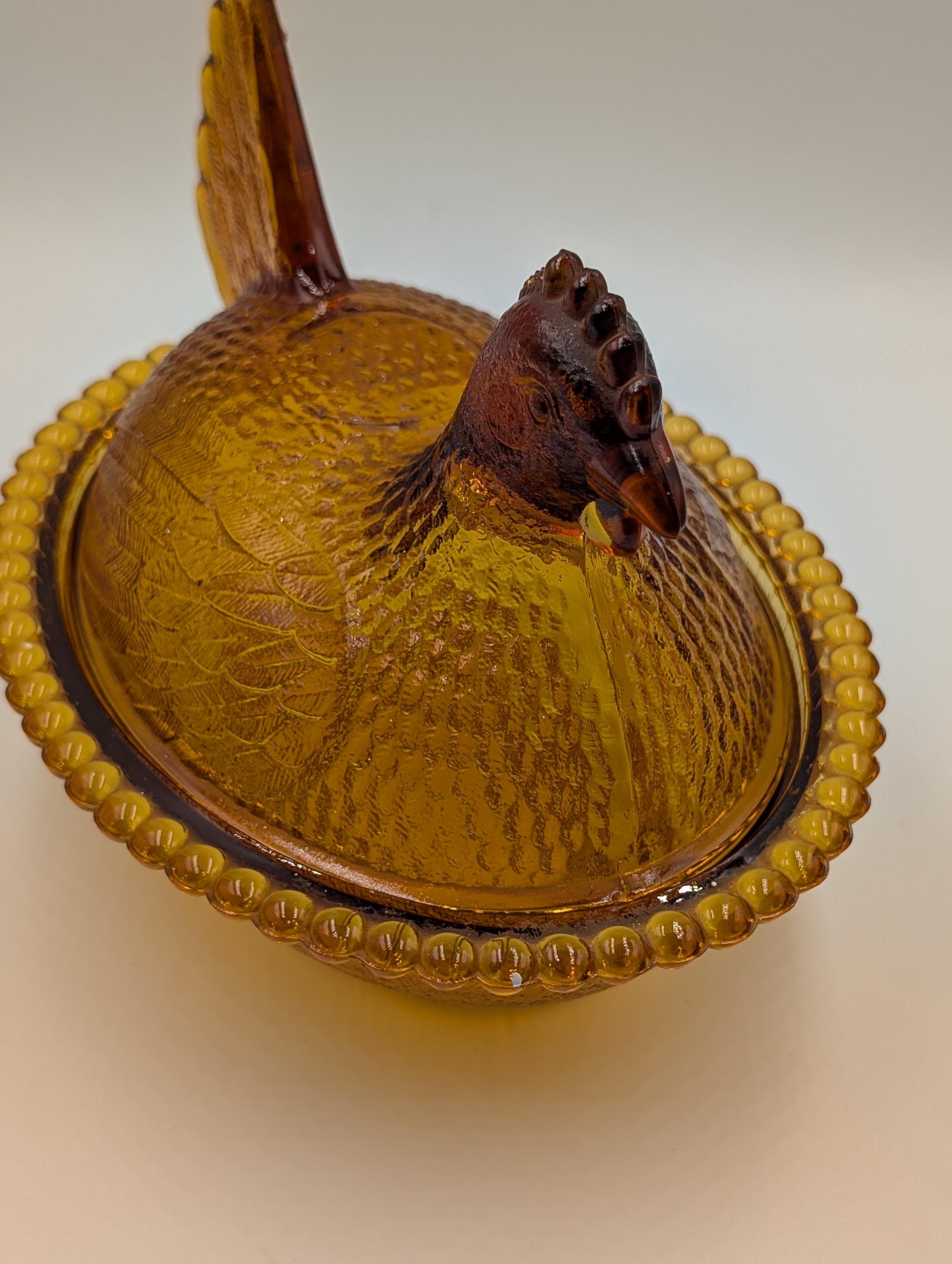 Vintage Amber Hen on Nest - Etsy