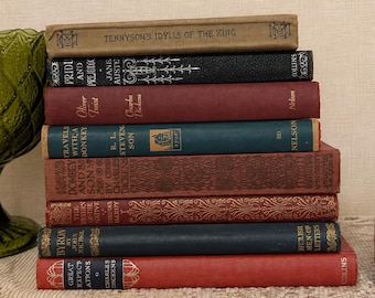 Vintage Literary Book Stack | Dark Academia Decor (8 Books)