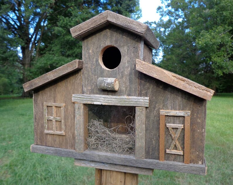 Rustic Reclaimed Barn with a view Birdhouse. Etsy