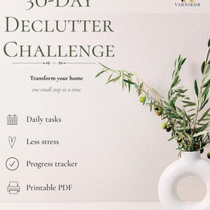 30-Day Declutter Challenge Printable PDF | Home Organization Planner | Digital Download | Habit Tracker | Decluttering Checklist