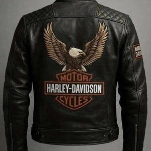 Harley Davidson Leather Jacket Eagle - Etsy