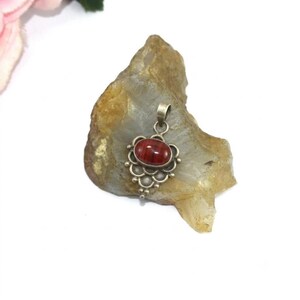 Natural Oval Red Onyx Minimalist Pendant 925 Sterling Silver Bezel Set Tiny Charm, Dainty Small Pendant, Handmade Jewelry Gift for Her