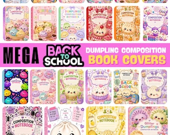 Plantillas editables para portadas de cuadernos de composición, paquete completo para la vuelta al cole, portadas de cuadernos Canva, portadas imprimibles para carpetas escolares.