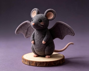 Handmade Needle Felted Mouse Figurine, Whimsical Storybook Halloween Decor, Wool Felt Animal Sculpture, Cute Fall Gift & Cozy Table Accent