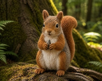 Handmade Felted Squirrel Christmas Ornament, Realistic Wool Animal Tree Decor, Cute Woodland Forest Creature Gift