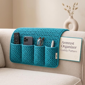Armrest Organizer Caddy Pattern PDF Crochet Armrest Sofa Armrest Caddy Easy Crochet Pattern