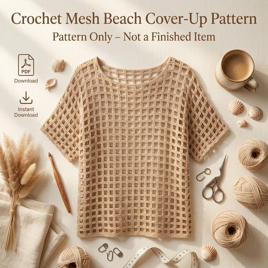 30 Unique Crochet Dresses for Fashion-Loving Crafters: Beach Covers, Vintage Finds, and... 2 Mesh Beach Dress PDF Pattern