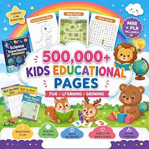 500K+ Kids Learning Educational Bundle | Alphabet Tracing, Sight Words, Coloring Pages, Printable Worksheets, Homeschool Games