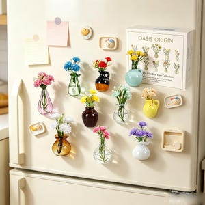 Mini jarrón de cerámica magnético, jarrón pequeño de cristal para decorar el refrigerador, maceta magnética con diseño floral, lindo regalo estilo cottagecore, detalle floral para bodas bohemias