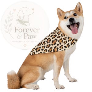 Leopard Print Pet Bandana | Vintage Style Dog Cat Accessory, Polyester