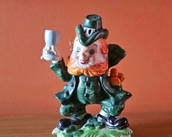 Irish St Patricks Day Vintage Lefton's Leprechaun Elf Drinking mid Century