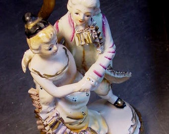 Vintage LAMP French Provincial Couple Porcelain Boudoir Shabby Chic