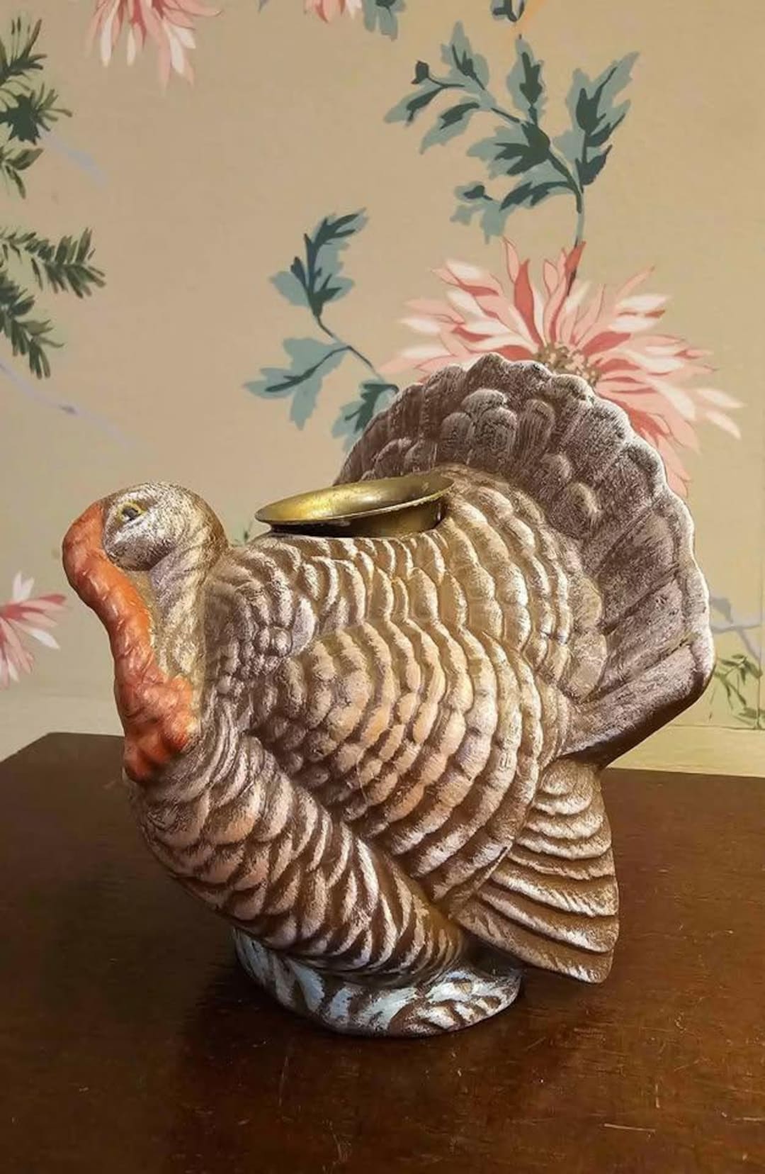 Vintage Mid Century Thanksgiving Decor Porcelain Turkey Gobbler Candle ...