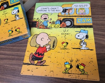 Vintage 1971 Charles Schultz Peanuts Charlie Brown Puzzle CAMP Snoopy Woodstock Linus