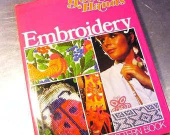 Vintage Mid Century EMBROIDERY PATTERN  BOOK Golden Hands 1972