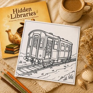 Libro para colorear Bibliotecas Ocultas / Fantasía Acogedora, Atrevida y Fácil para Adultos (Descarga en PDF)