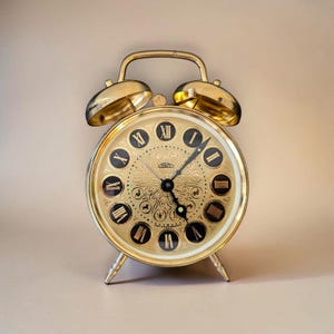 Vintage PRIM Zodiac Alarm Clock – Czechoslovakia 1970s – Mechanical Twin Bell Clock – Astrology Dial