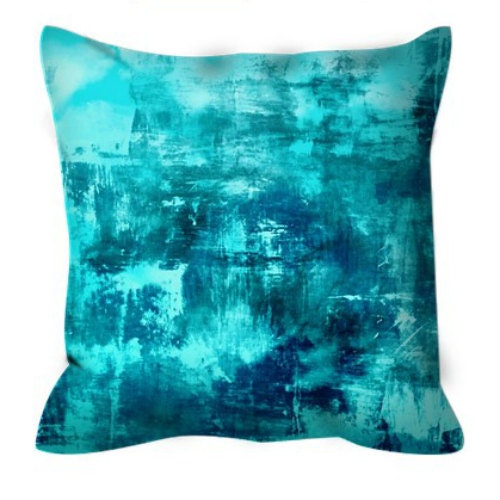 OFF THE GRID 8 Turquoise Blue Aqua Teal Art Suede Throw Pillow Cover