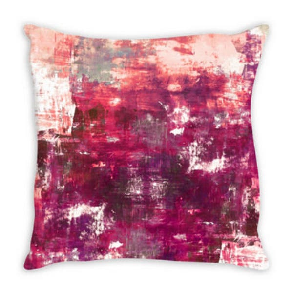 DIGRESSION FUCHSIA PINK Watercolor Suede Throw Pillow Cushion Cover 18x18 20x20 26x26 Colorful Abstract Art Peach Purple Magenta Girly Decor