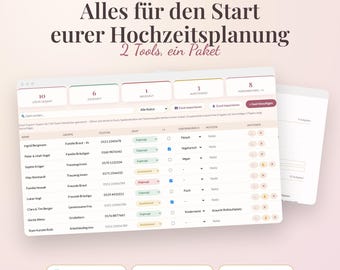 Wedding Starter Kit | Checklist & Guest List Tracker | Fillable Notion | RSVP | Digital Download | Wedding Planner Bundle