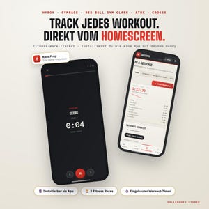 Fitness Race Tracker Digital | Interaktiver Hybrid Training Planer | Workout Timer | PR Log | Wettkampf | Fintess App | Fitness Tracker