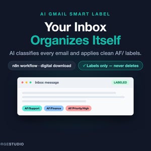 AI Gmail Labeling for n8n | Gmail + OpenAI Integration | 15-Category Auto Labels | Digital Download
