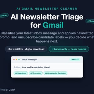 AI Newsletter Triage for n8n | Gmail Automation | Flags Unsubscribe Candidates, Never Deletes | Digital Download