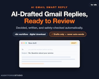 AI Email Reply Drafts for n8n | Gmail Automation | Safety-Reviewed Drafts | Digital Download