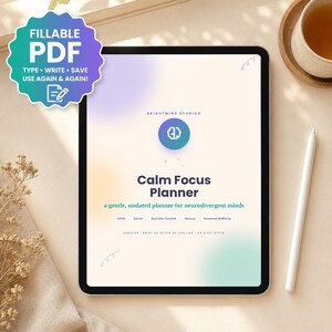 Neurodivergent Planner | ADHD Autism Planner | Printable & Fillable PDF | Executive Function Self Care Template | Mood Tracker Downloadable